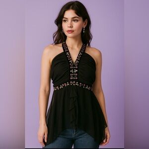 Y2K Dark Romance Whimsigoth Velvet Sequin Halter Fairycore Festival Boho 14/16